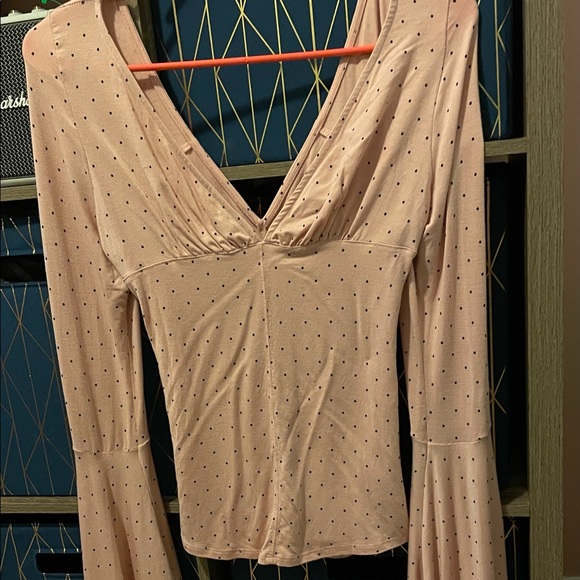 Free People polka dot bell sleeve top - Picture 2 of 5